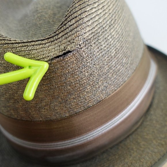VINTAGE KNOX Hat Adult 7 1/4 Brown Panama Straw Trilby Jazz Cuban Summer 90s - Picture 13 of 16